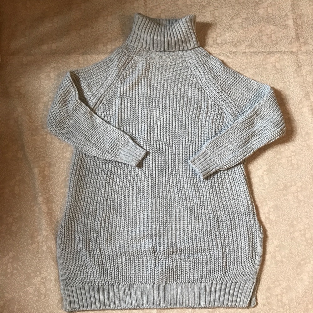 La Cara Heather Gray Turtleneck Tunic Sweater
